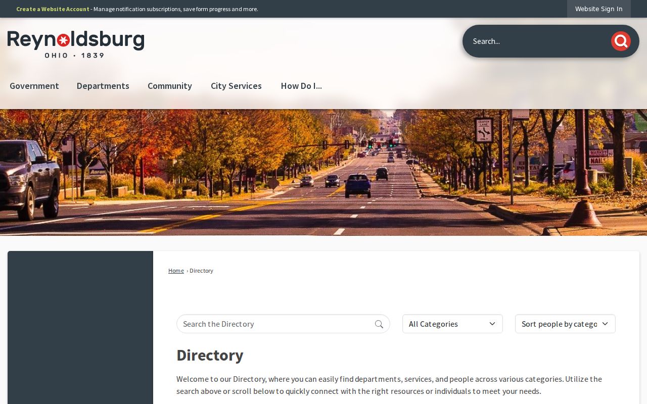 Reynoldsburg city directory municipal staff contact resource