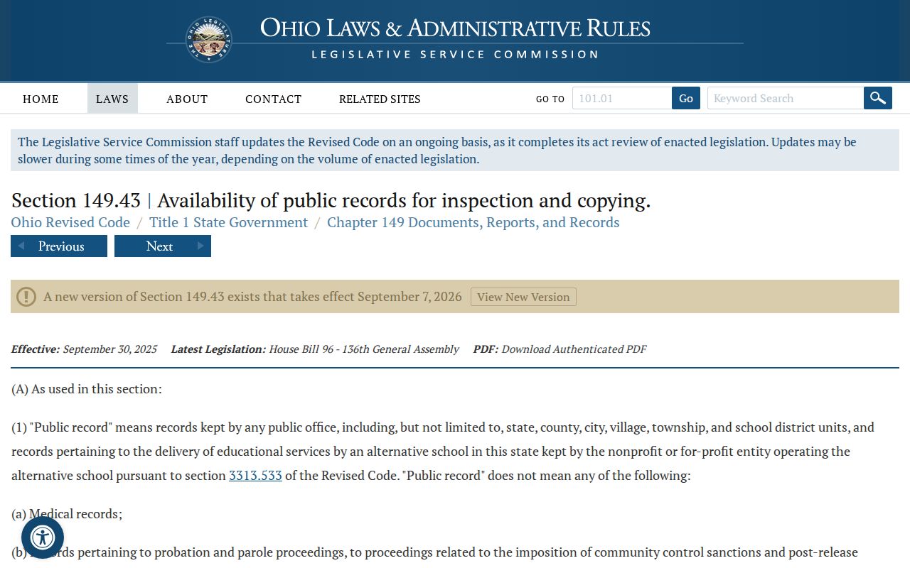 Reynoldsburg residents directory research using the Ohio Public Records Act
