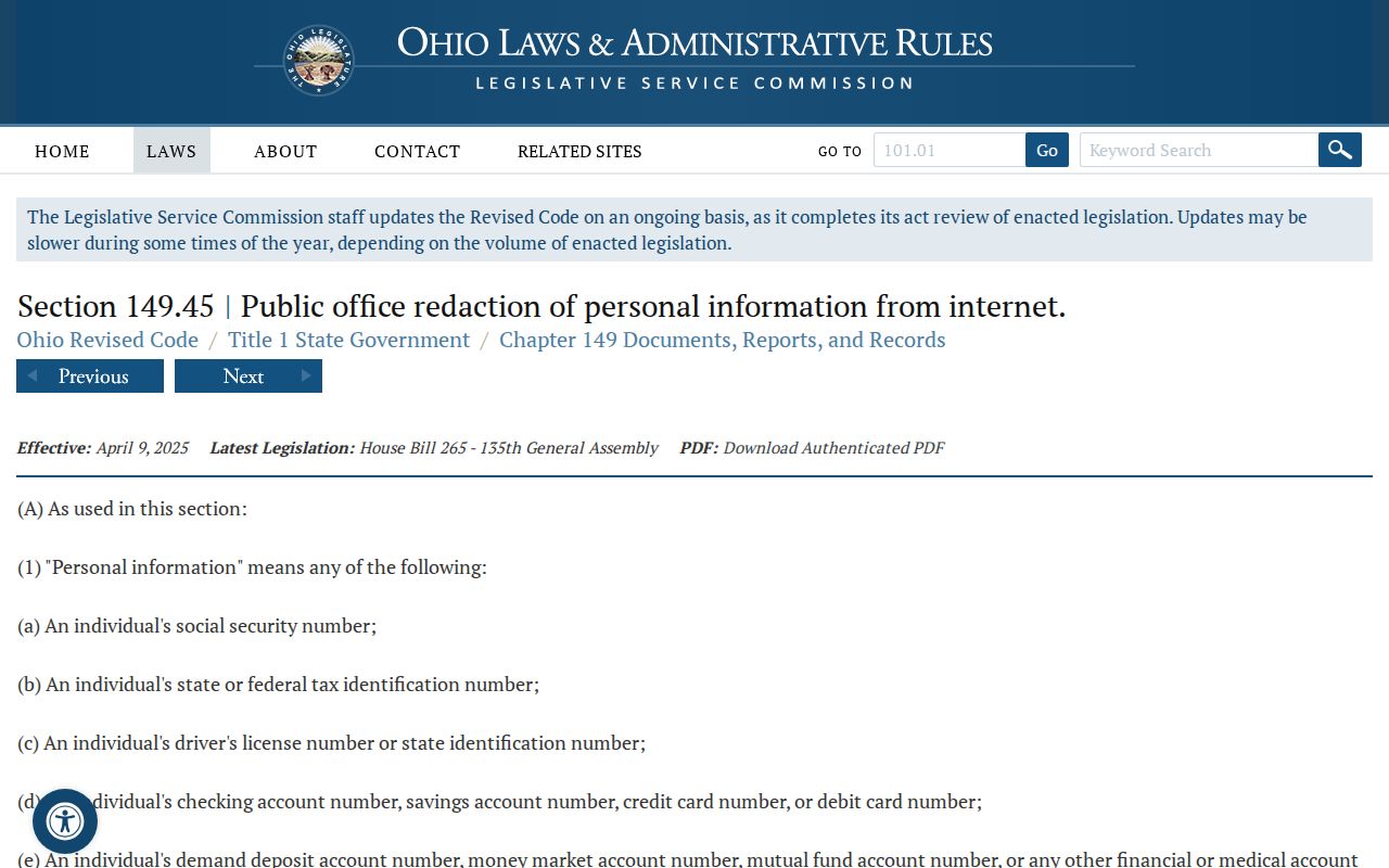 Reynoldsburg neighbors Ohio public record redaction law