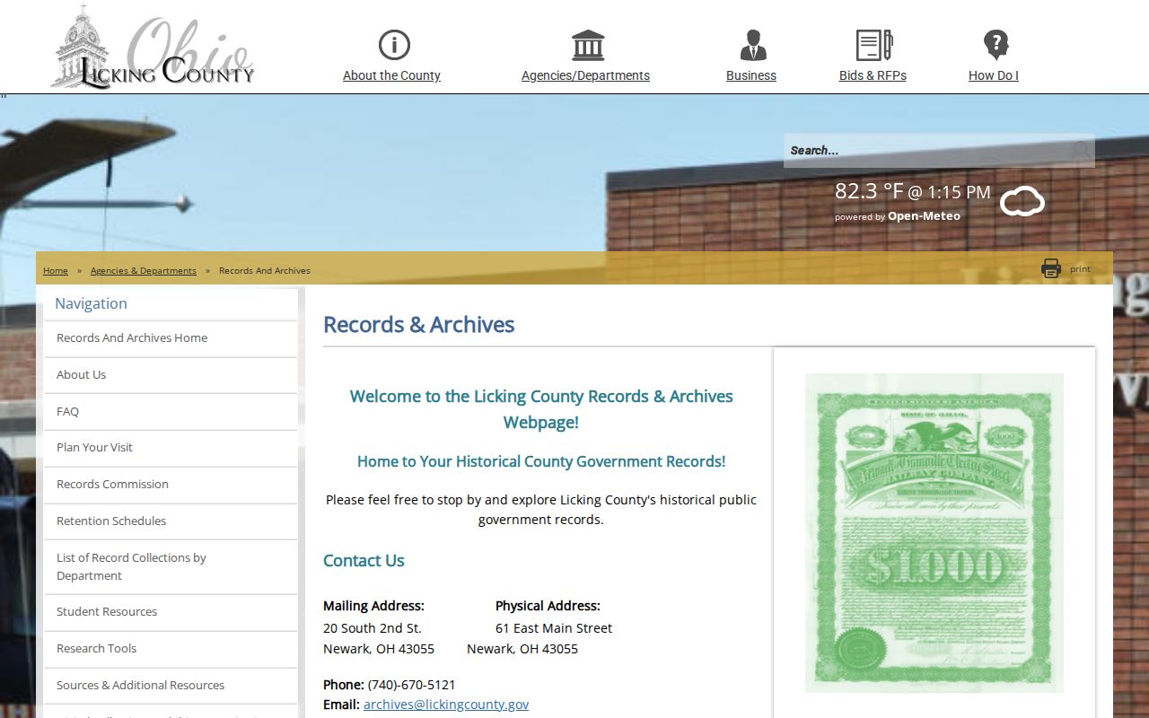 Reynoldsburg previous residents Licking Records and Archives Center