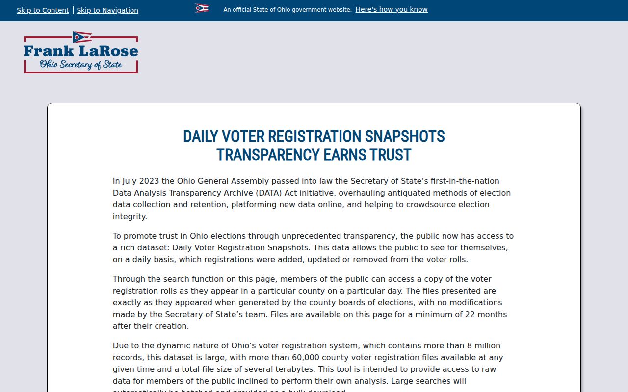 Reynoldsburg resident lookup Ohio voter data archive search