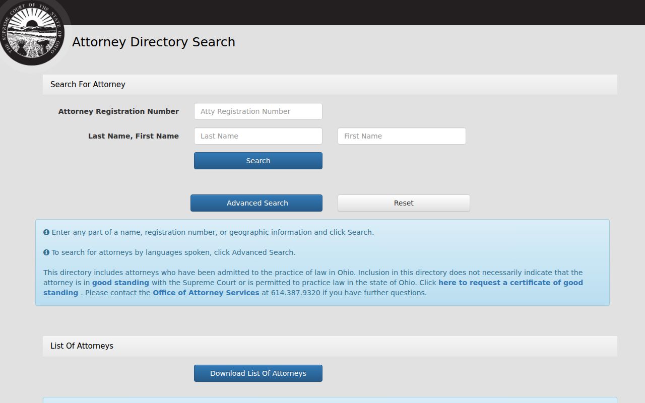 Reynoldsburg resident lookup Ohio attorney search interface