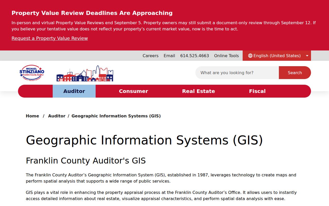 Reynoldsburg street directory Franklin County GIS applications